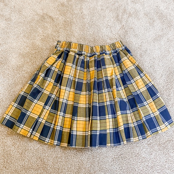 Wego Japan Blue and Yellow Plaid Pleated Mini Skirt SKORT XS - Picture 2 of 6
